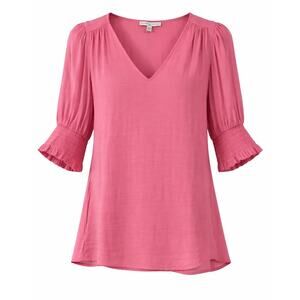 Maison d’Amélie Paris Pink V-Neck Blouse Smocked Flutter Sleeve Top XS